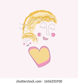 
The image symbolizes warmth, love and the similarity between mother and daughter, or between two sisters. For cards for mother's day, women's day, posters, photo albums and motivation.