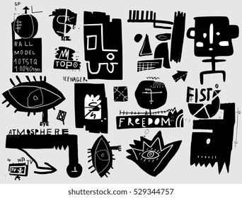 Image symbols that relate to the art of graffiti.