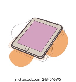 Imagen de una tableta sobre un fondo blanco en un estilo plano. Ilustración vectorial.