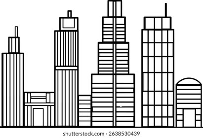 image of tall building with black and white minimalist line art style