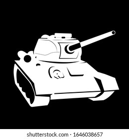 Image of a tank of the times of the second world war on a black background

