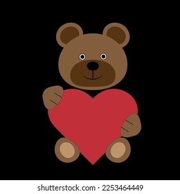 Imagen de un oso de peluche con un corazón enorme, que sostiene con sus patas