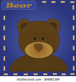 Image of a teddy bear on a blue background. Vector illustration.