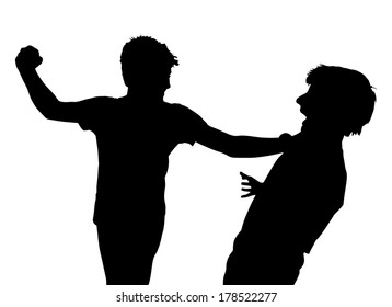 Image Of Teen Boys In Fist Fight Silhouette