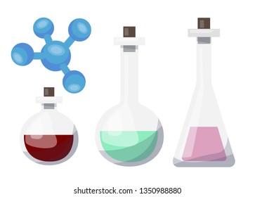 image of test tubes, glass jars on a white background, isolated, chemistry medicine laboratories. the science