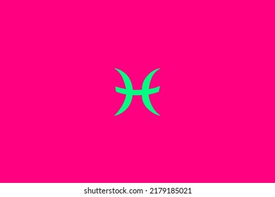 image that depicts in the center a zodiac sign on a pink background and a sea water subject, in this case the sign is Pisces