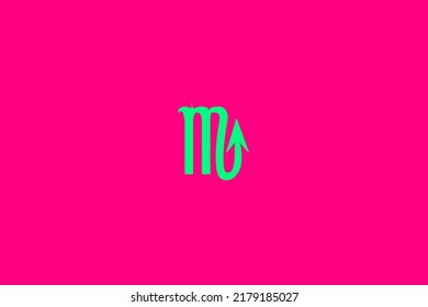 image that depicts in the center a zodiac sign on a pink background and a sea water subject, in this case the sign is Scorpio
