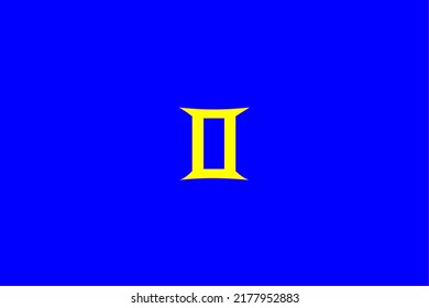 image that depicts a zodiac sign in the center on a blue background and a yellow subject, in this case the sign is Gemini