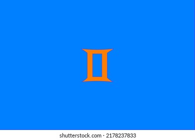 image that depicts a zodiac sign in the center on a celestial background and orange subject, in this case the sign is Gemini