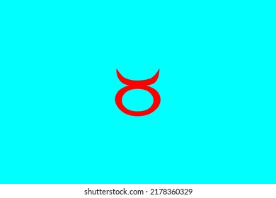 image that depicts a zodiac sign in the center on a light celestial background and a red subject, in this case the sign is Taurus