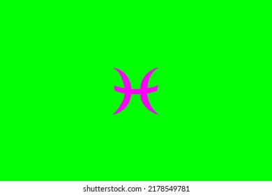 image that depicts a zodiac sign in the center on a green background and a fuchsia subject, in this case the sign is Pisces