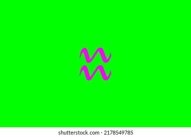 image that depicts a zodiac sign in the center on a green background and a fuchsia subject, in this case the sign is Aquarius
