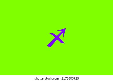 image that depicts a zodiac sign in the center on a green background and a purple subject, in this case the sign is Sagittarius