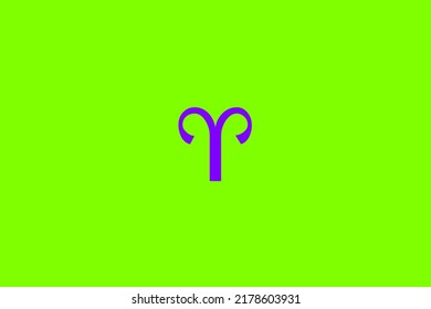 image that depicts a zodiac sign in the center on a green background and a purple subject, in this case the sign is Aries