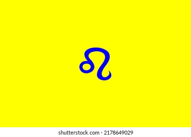 image that depicts a zodiac sign in the center on a yellow background and a blue subject, in this case the sign is Leo