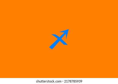 image that depicts a zodiac sign in the center on an orange background and a celestial subject, in this case the sign is Sagittarius