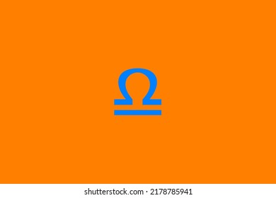 image that depicts a zodiac sign in the center on an orange background and a celestial subject, in this case the sign is Libra