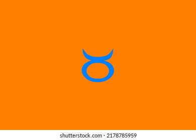 image that depicts a zodiac sign in the center on an orange background and a celestial subject, in this case the sign is Taurus