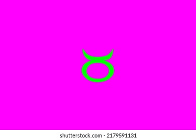 image that depicts a zodiac sign in the center on a fuchsia background and a green subject, in this case the sign is Taurus