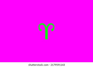 image that depicts a zodiac sign in the center on a fuchsia background and a green subject, in this case the sign is Aries