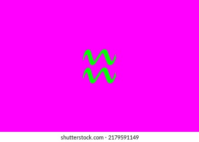 image that depicts a zodiac sign in the center on a fuchsia background and a green subject, in this case the sign is Aquarius