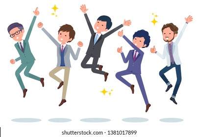 It is an image that men in the office are jumping.It is a composition side by side.It's vector art so it's easy to edit.
