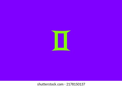 image that portrays a sign of the zodiac in the center of it on a purple background and a green subject, in this case the sign is Gemini