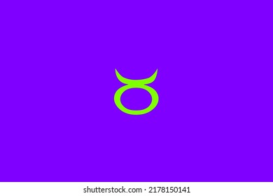image that portrays a sign of the zodiac in the center of it on a purple background and a green subject, in this case the sign is Taurus