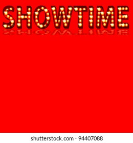 An image of a theatrical lights 3D showtime text.