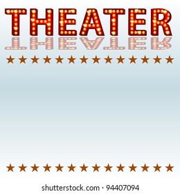An image of a theatrical lights 3D theater text.