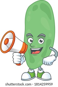 An image of thermus thermophilus cartoon design style with a megaphone. Vector illustration