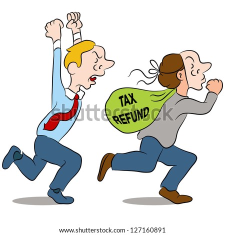 An image of a thief stealing a tax refund.