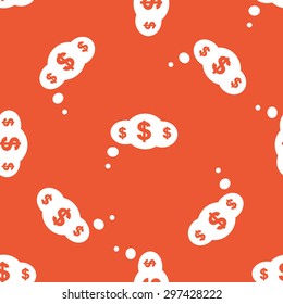 Image of thought bubble with dollar symbol, repeated on orange background