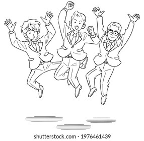 The image of Three businessmen to jump
