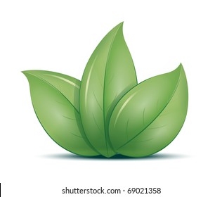 Una imagen del icono de tres hojas verdes