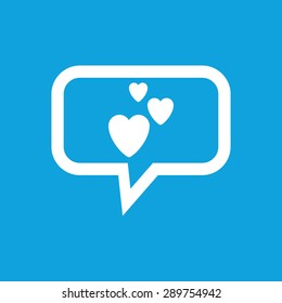 Image of three hearts in chat bubble, isolated on blue