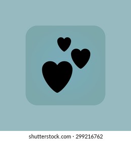 Image of three hearts in square, on pale blue background