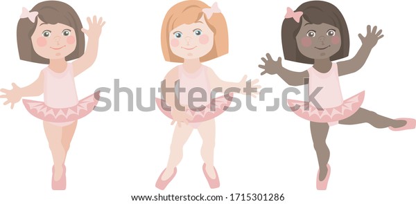 Image Three Little Girls Ballerinas Razny Stock Vector (Royalty Free ...