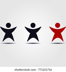 Image of three persons silhouettes with hands up   