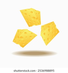 image of three pieces of floating cheese