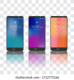 Image of three smart phones. Editable vector.