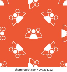 Image of three user icons, one painted, repeated on orange background