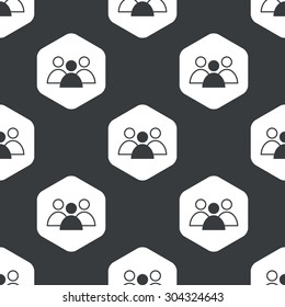 Image of three user icons, one painted, in hexagon, repeated on black
