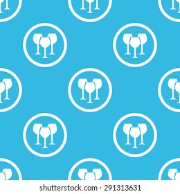 Image of three wine glasses in circle, repeated on blue background