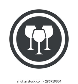 Image of three wine glasses in circle, on black circle, isolated on white