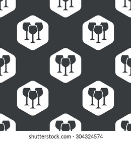 Image of three wine glasses in hexagon, repeated on black