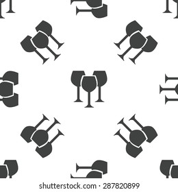 Image of three wine glasses, repeated on white background