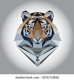 Image of Tiger head. Vector illustration polygon Low Poly symbol of the year 2022