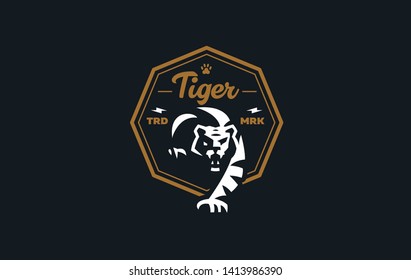 The image of a tiger in a minimalist style.  Vector illustration