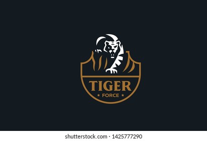 The image of a tiger in a minimalist style.  Vector illustration